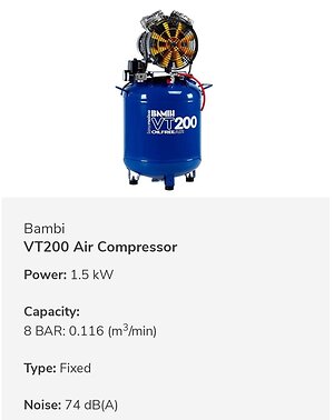 Dental Compressors and Filters. Bambi VT200