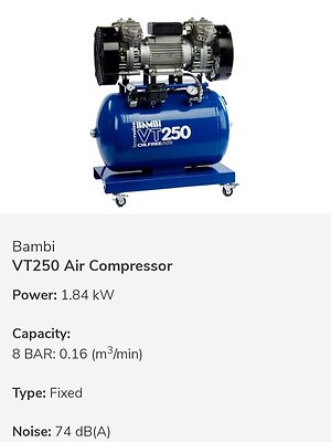 Dental Compressors and Filters. Bambi VT250