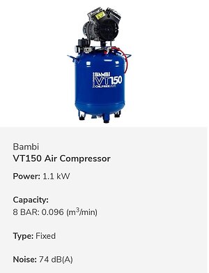 Dental Compressors and Filters. Bambi VT150
