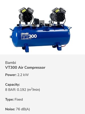 Dental Compressors and Filters. Bambi VT300